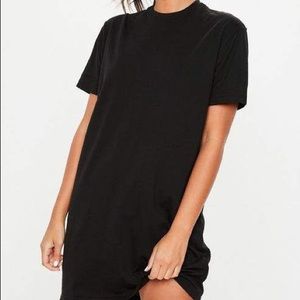 Petite black basic t-shirt dress, Missguided